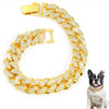 Crystal-Embellished Cuban Link Dog Collar