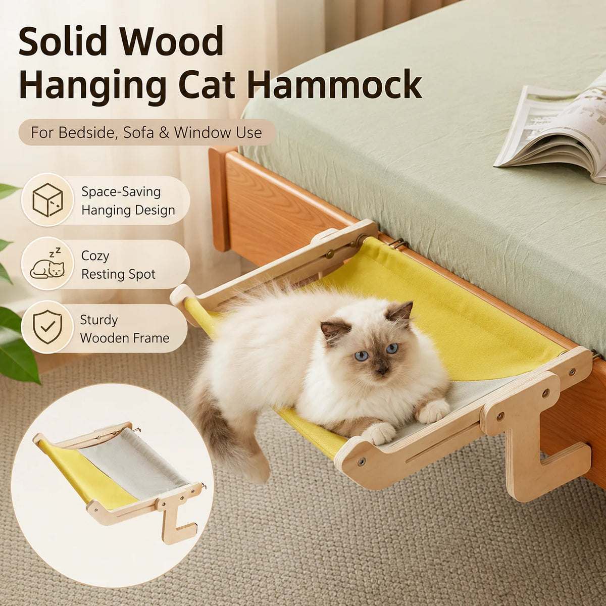 Hanging Cat Hammock Bed for Window or Balcony