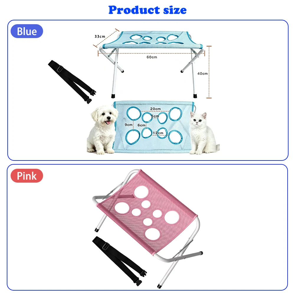 Foldable Pet Grooming Hammock with Adjustable Stand