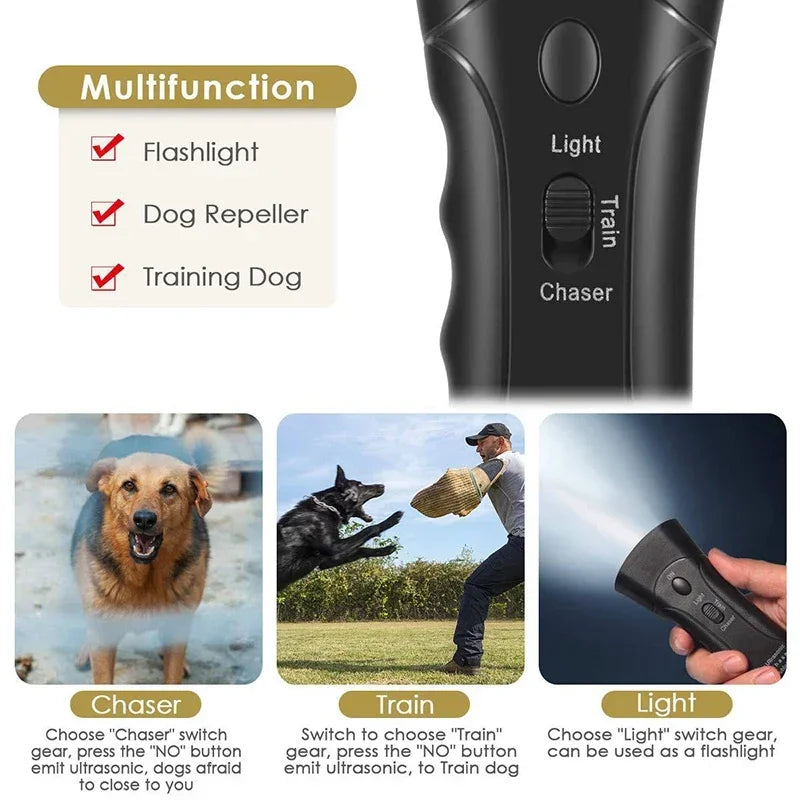 Ultrasonic Dog Repeller with LED Flashlight