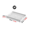 White rectangular pet litter box with a grid design and measurement labels.