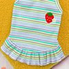 Summer Suspender Dog Dress - Striped Strawberry Print