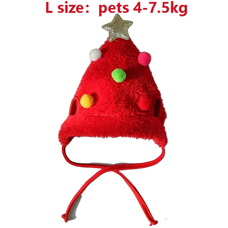 Christmas Pet Hat and Bandana Set for Cats and Small Dogs
