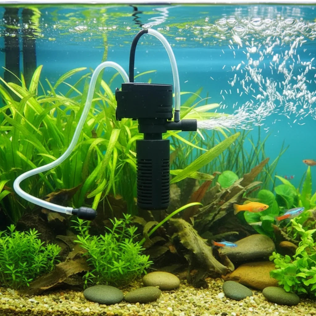 Mini 3-in-1 Submersible Aquarium Filter with Aeration