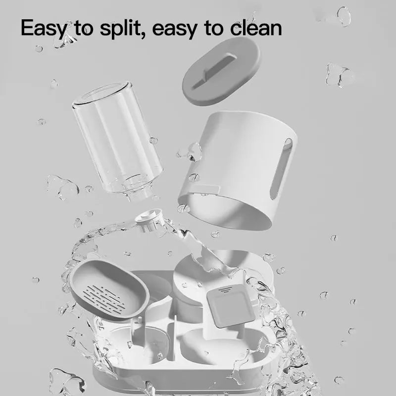 Gravity-Fed Cat Water Dispenser & Feeder with Spill-Proof Design