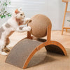 Balle à griffer 2-en-1 pour chat avec support en bois
