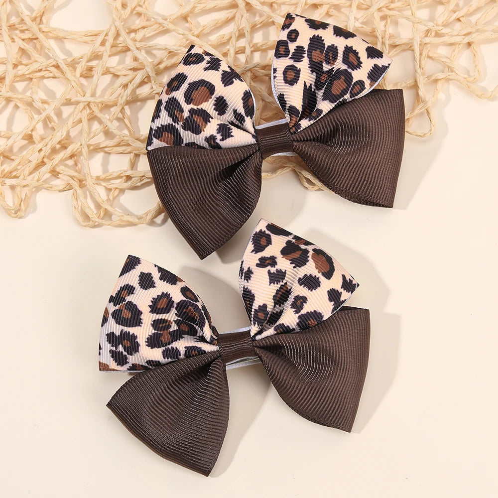 Leopard Bow Hair Clips for Girls - Set of 2
