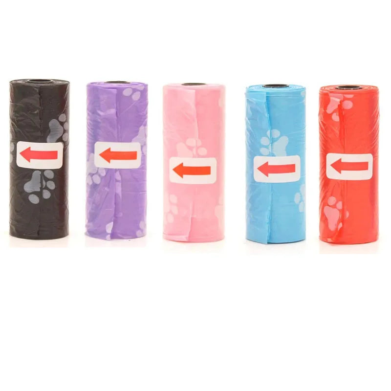 Disposable Dog Waste Bags with Bone-Shaped Dispenser and Leash Clip