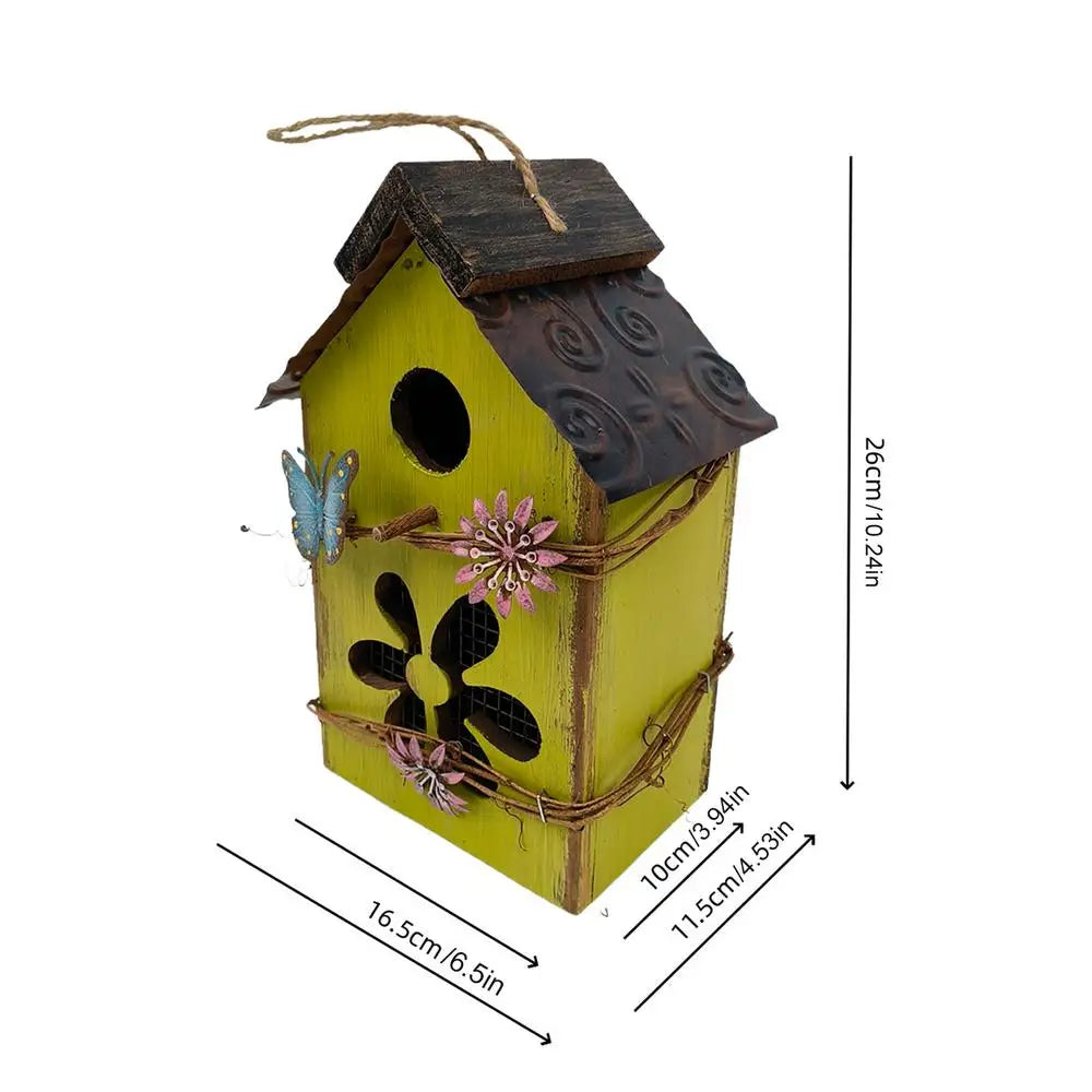 Handcrafted Wooden Hanging Birdhouse for Garden Decor