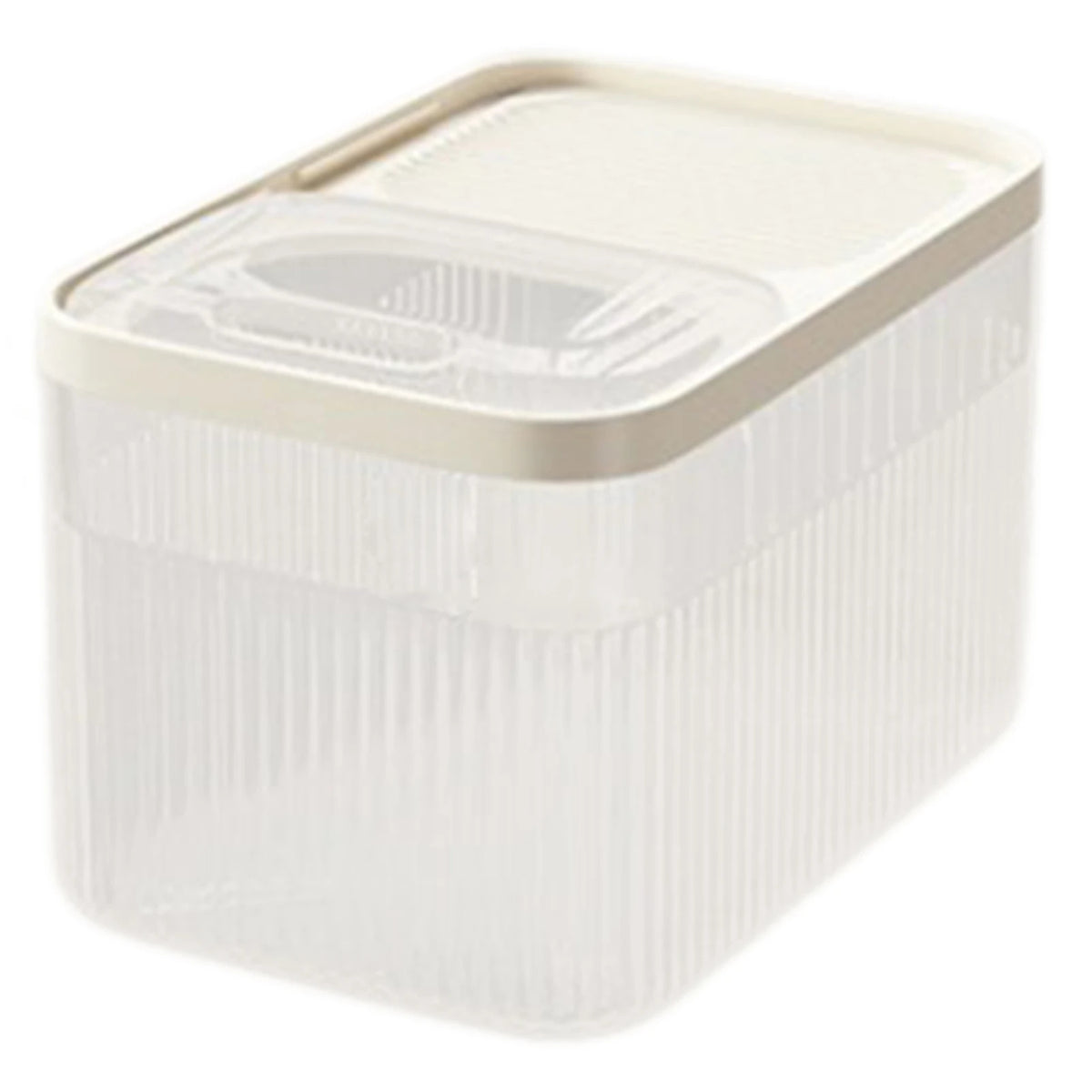 A clear, airtight pet food storage container with a removable moisture-proof lid.