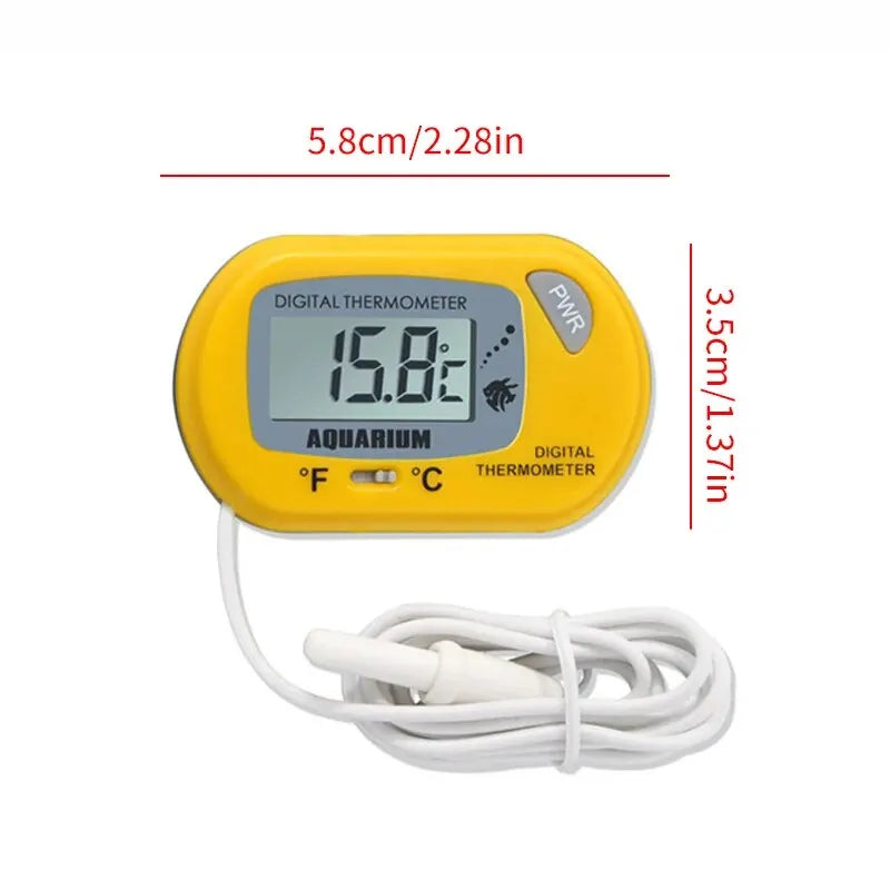 Geliges digitales Thermometer, misst 15,8 Grad Celsius, mit Saugnapf und weißem Kabel.