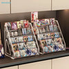 Clear Acrylic Display Stand with Slanted Tiers for Business Cards, Brochures & Cosmetics