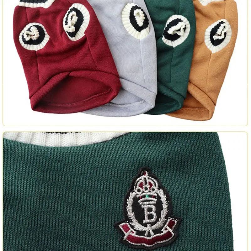 Classic V-Neck Knit Dog Sweater for Fall & Winter