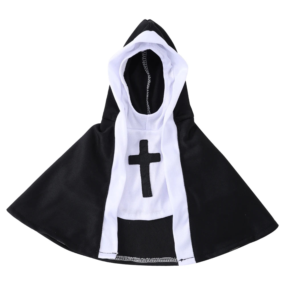 Black and white nun costume for dogs and cats with a hood
