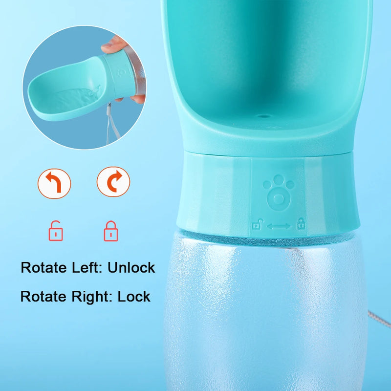 Botella de Agua Portátil para Mascotas con Bol Integrado