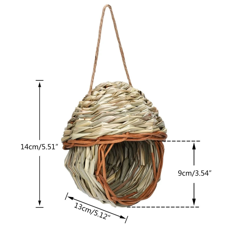 Handwoven Natural Grass Hanging Bird Nest for Small Birds