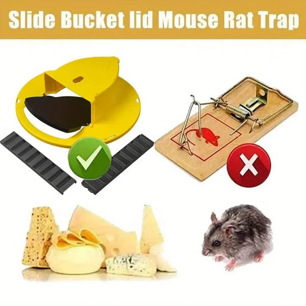 Automatic Multi-Catch Mouse Trap Bucket Lid - Flip & Slide Design