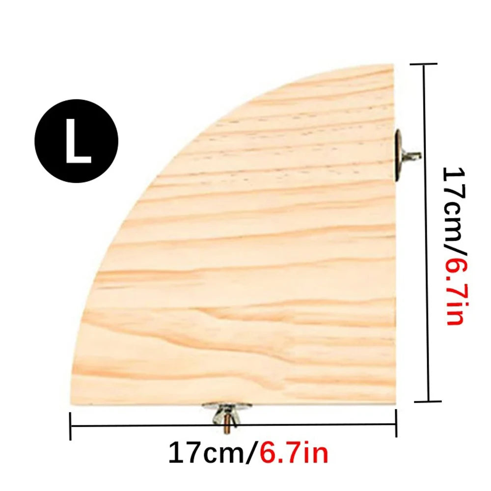 A wooden fan-shaped bird perch with dimensions of 17cm or 6.7in.