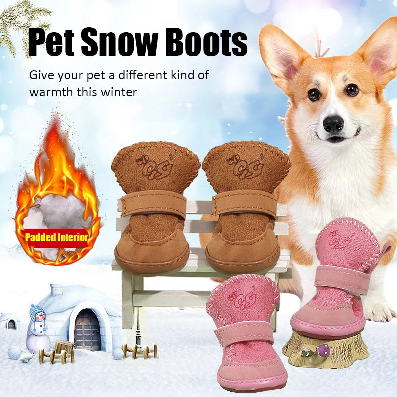 Botas de Nieve de Peluche para Gatos y Perros Pequeños