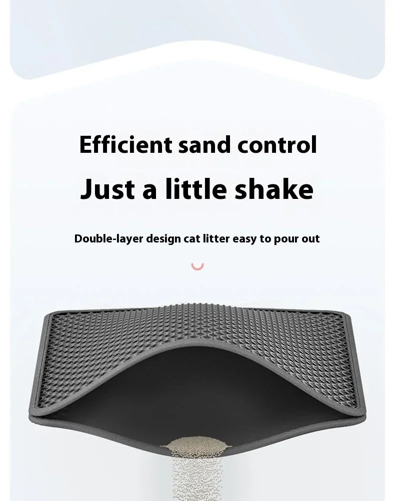 Double-Layer Waterproof Cat Litter Mat with Non-Slip Base