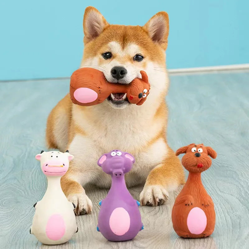 Latex Dog Toy Squeaky Elephant Cow Rubber Interactive Chew Toy