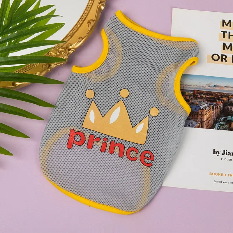 Breathable Mesh Pet Vest with Cute Cartoon Print