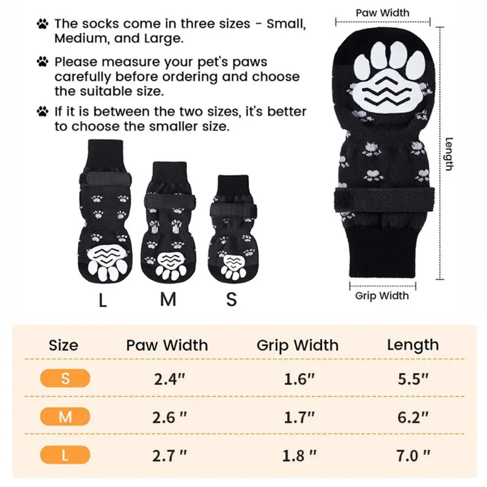 Breathable Anti-Slip Dog Socks with Paw Print Design (4-Pack)