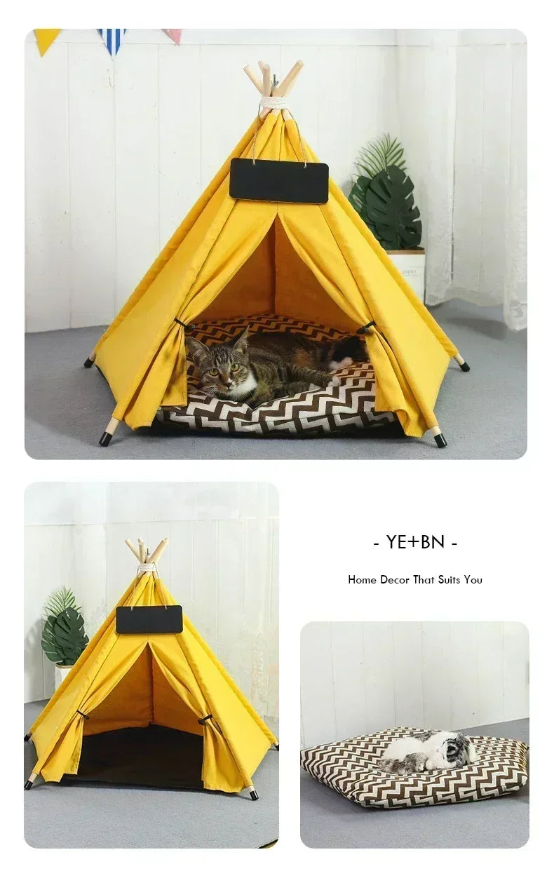 Pet Teepee Tent with Cushion and Personalization Board