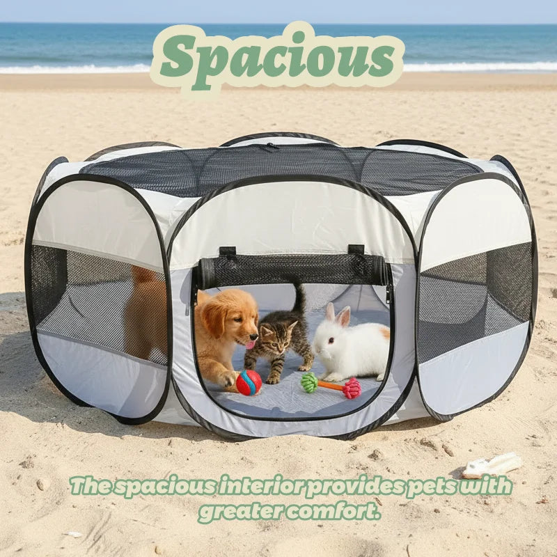 Foldable Small Pet Playpen with Cover for Indoor and Outdoor Use