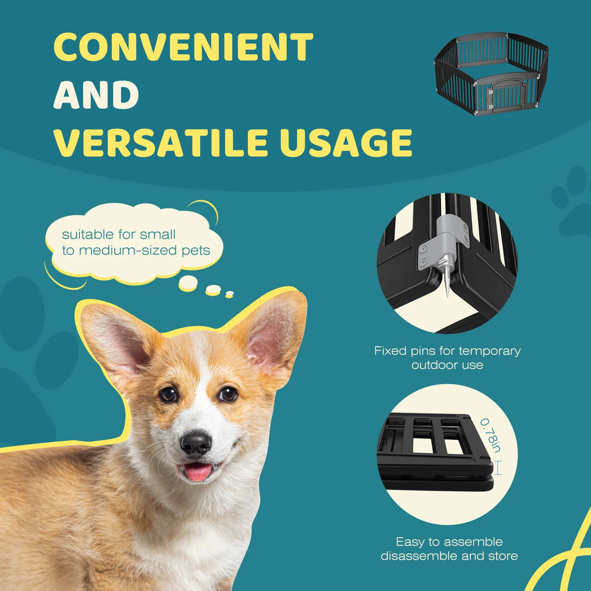 Expandable Plastic Dog Playpen with Door - 6 Panel