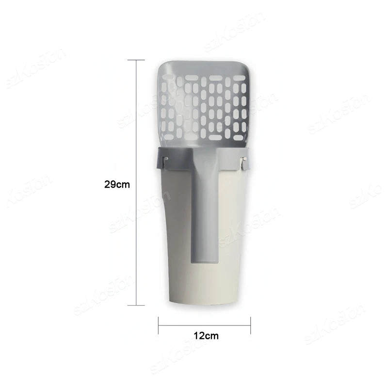 Cat Litter Scoop with Built-in Waste Bag Holder