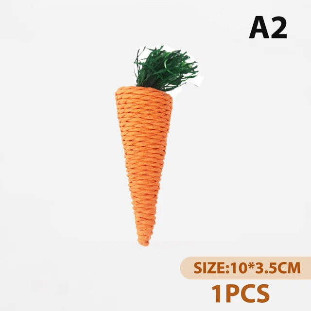 Natural Corn Husk Chew Toys for Small Pets – Carrot, Radish & Woven Ball Set