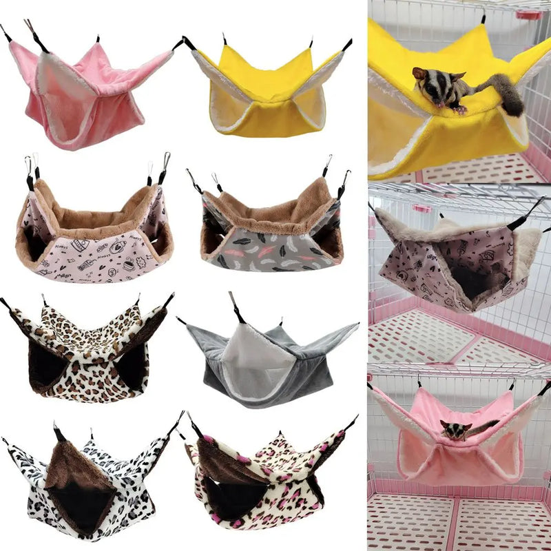 أرجوحة هامستر مخمل دافئ بنظام طبقتين