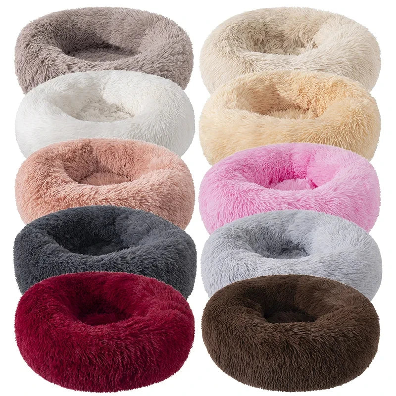Lit Donut en Peluche Confortable pour Chat