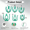 A set of adjustable parrot harnesses in various sizes (L to 2XL) with a matching elastic leash and lobster clasp.