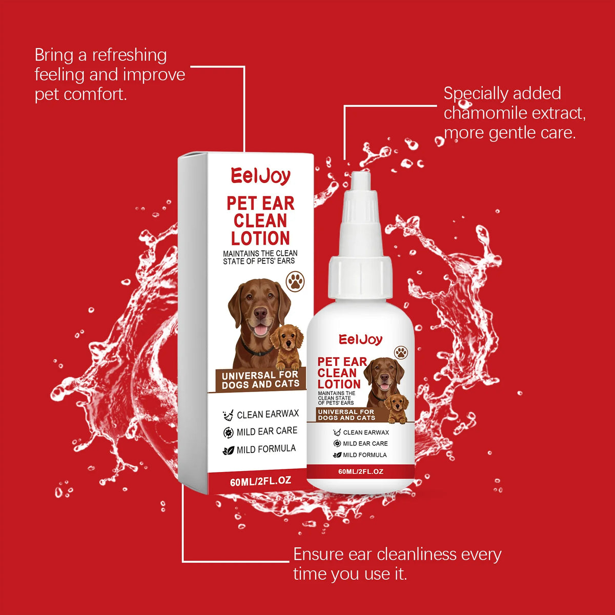 Gentle Pet Ear Cleaning Solution for Dogs, Cats & Rabbits