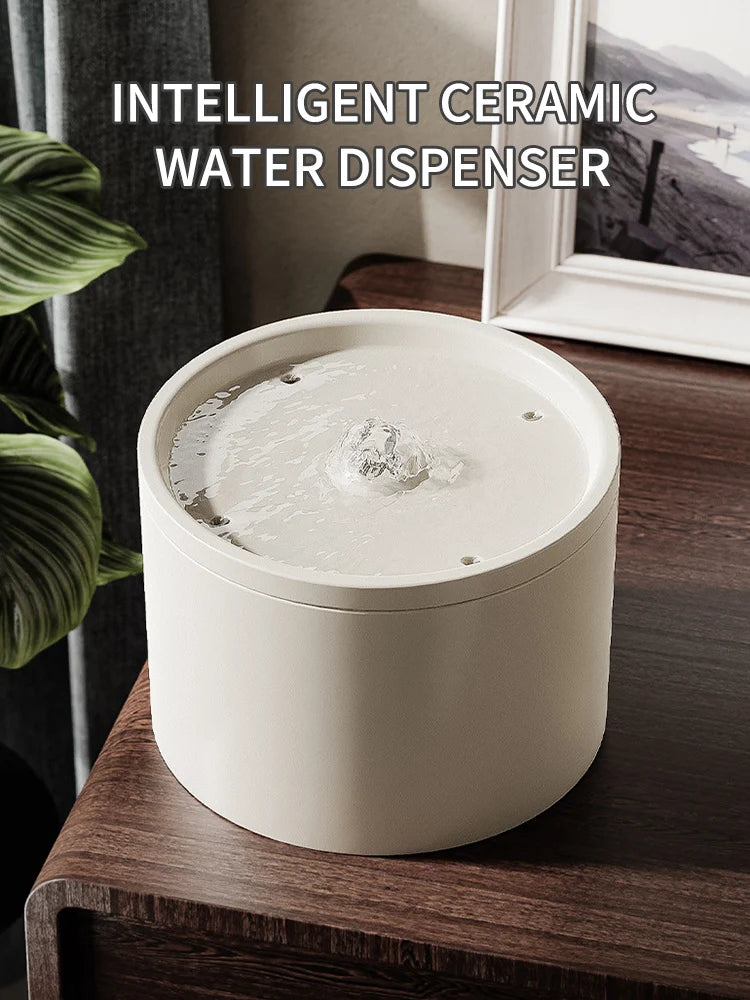 Dispensador de Agua Automático para Mascotas con Bol de Cerámica