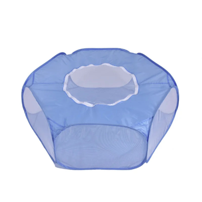 Durchsichtiger blauer tragbarer Pet-Playpen für kleine Tiere.