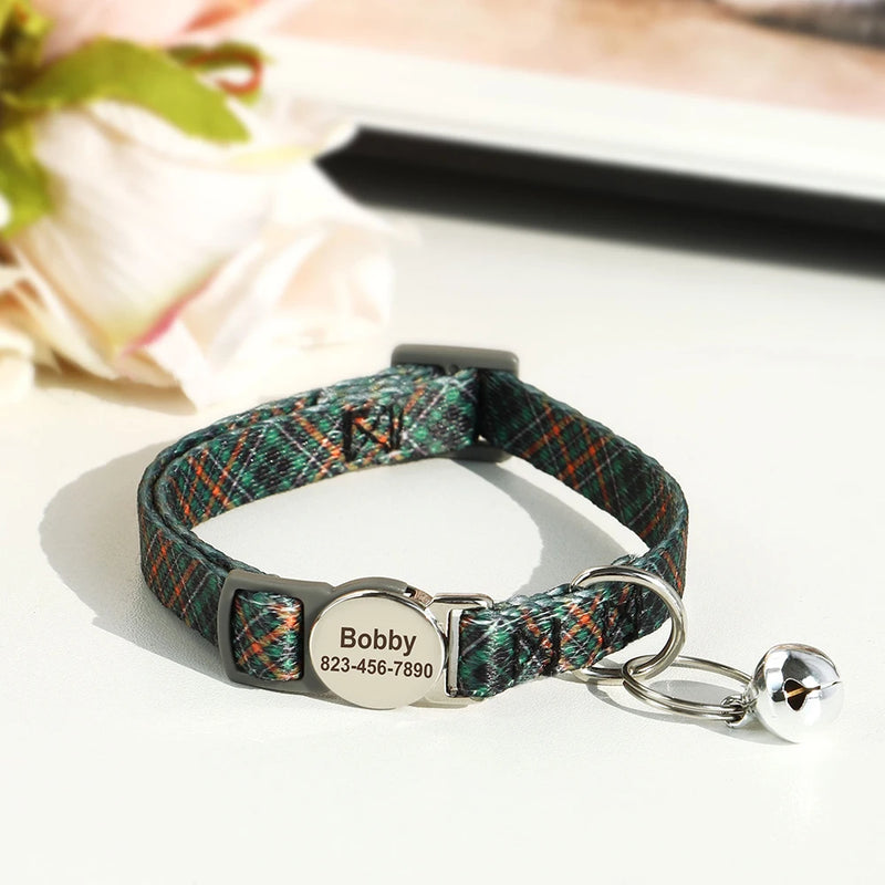 Personalisierte Katzenhalsband mit gedrucktem Design und graviertem ID-Anhänger