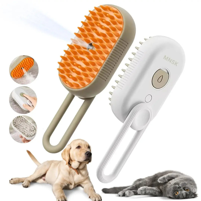 Cepillo de Aseo para Mascotas con Vapor y un Solo Botón