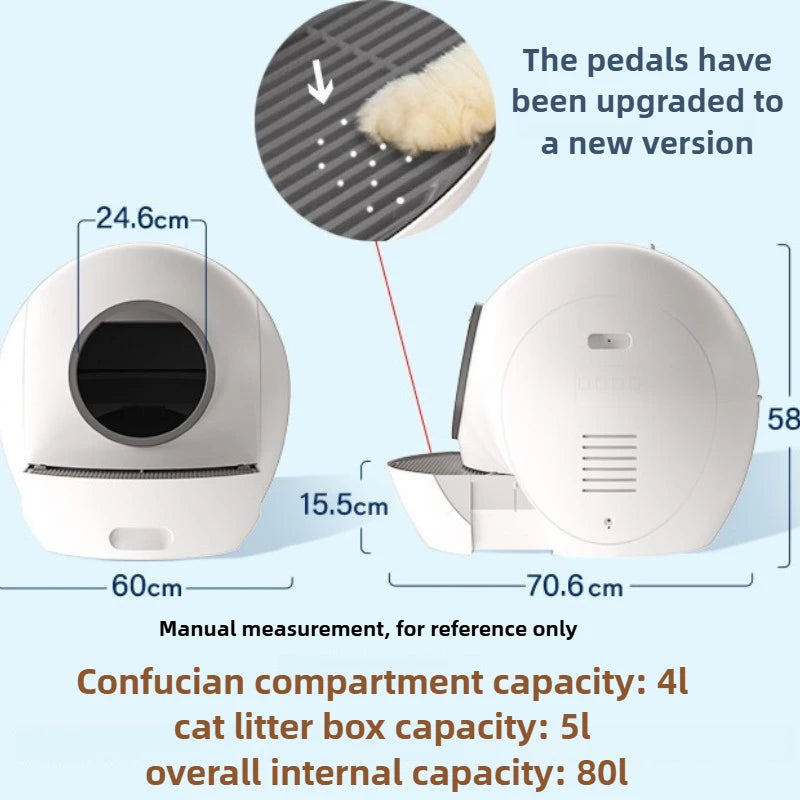 Smart Self-Cleaning Cat Litter Box with App Control and Health Monitoring