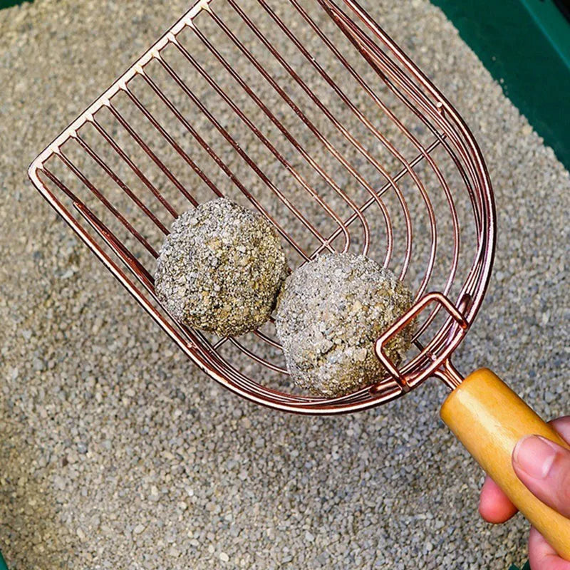 Pala para arena de gatos de acero inoxidable con gancho colgante