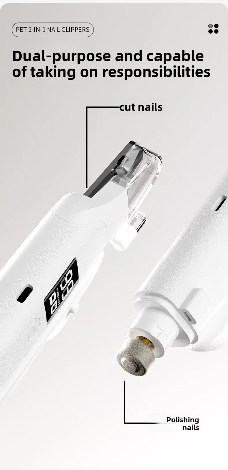 2-in-1 Pet Nail Clipper and Grinder with LED Light