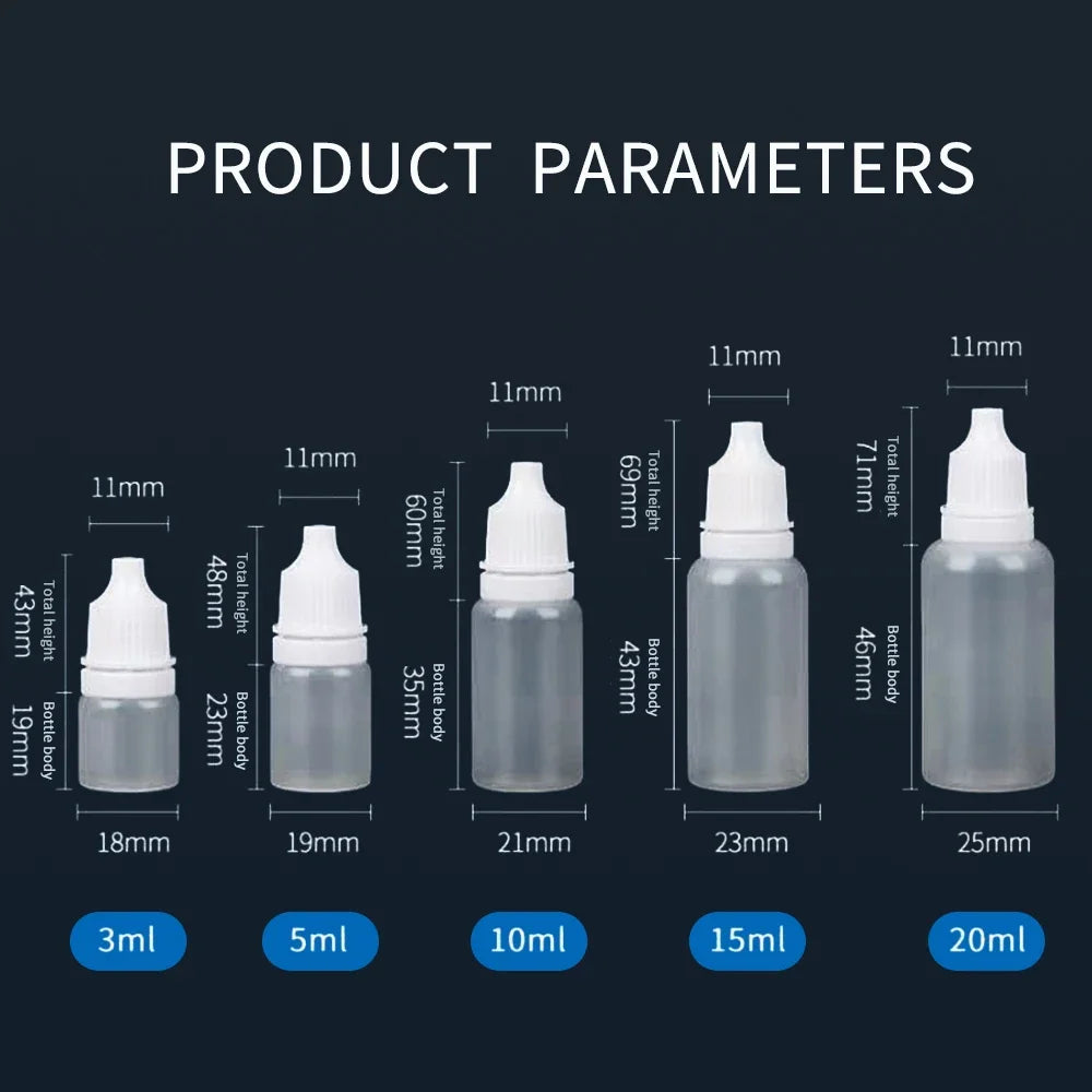Empty Squeezable Liquid Dropper Bottles with Fine Tip (3-20 ml)