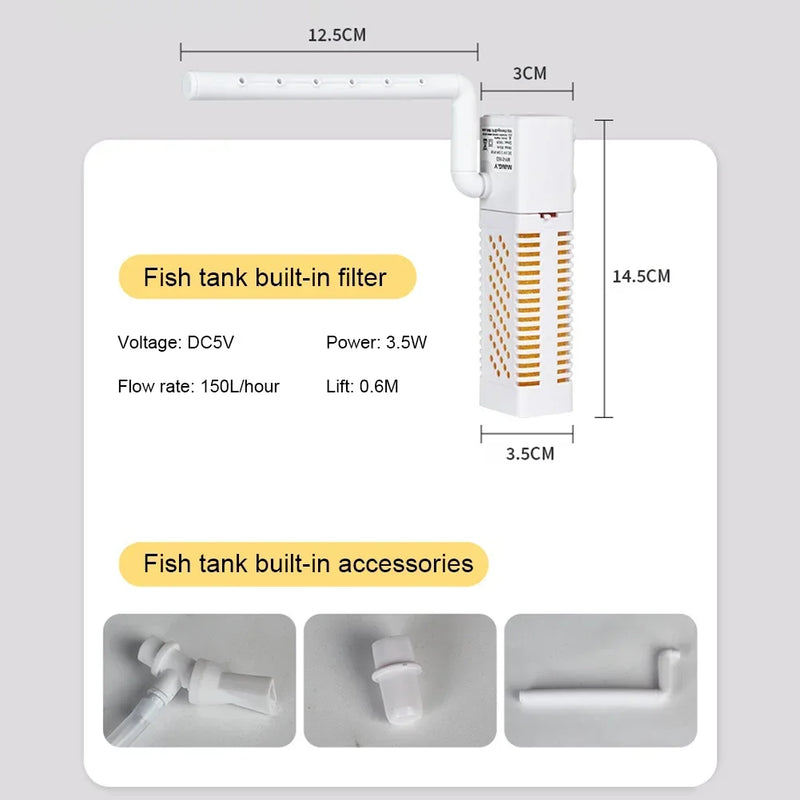 Filtre Submersible USB Compact pour Aquarium