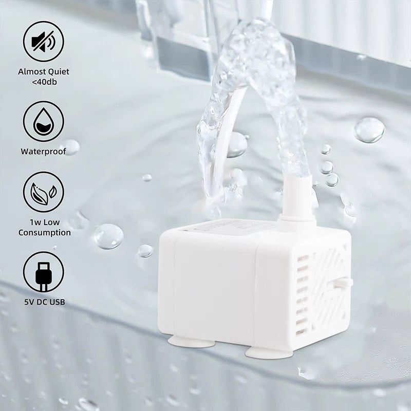 Cat Water Fountain Replacement Pump - Ultra-Quiet USB