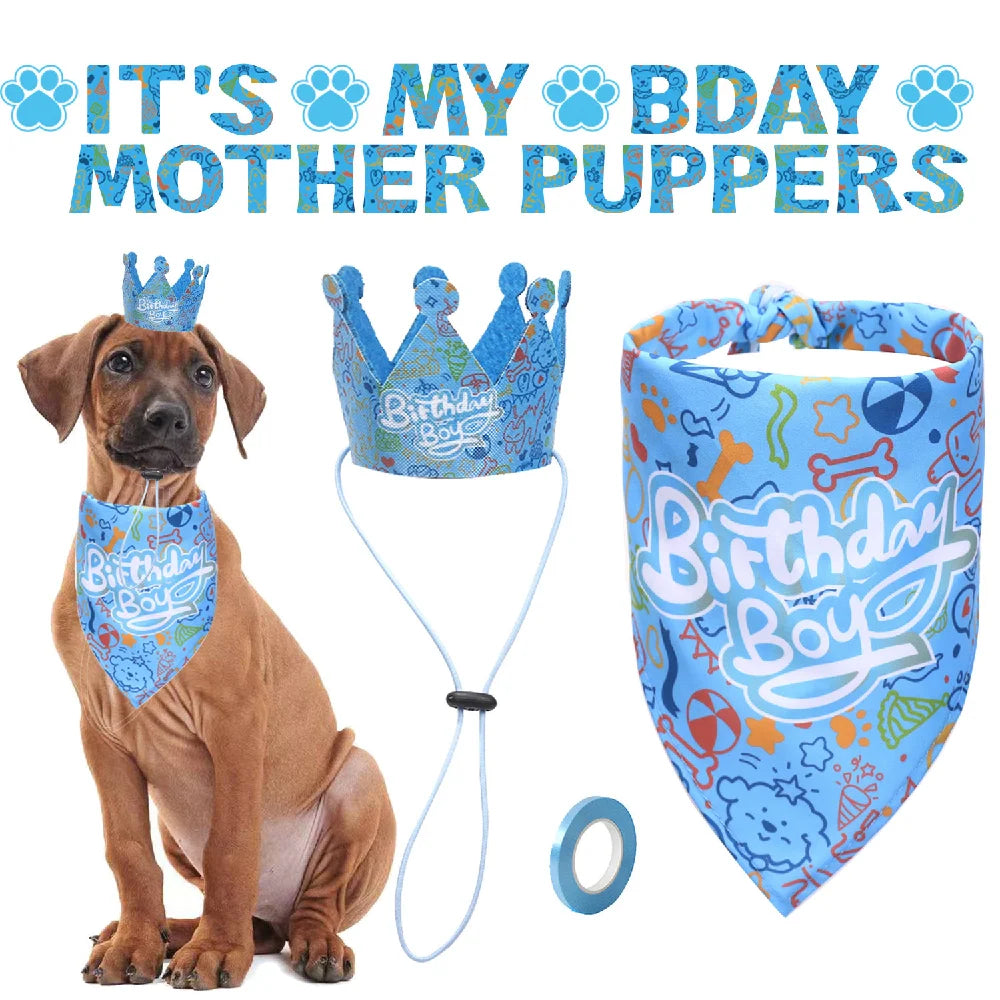 Pet Birthday Party Accessory Set with Bandana, Tutu Skirt & Hat