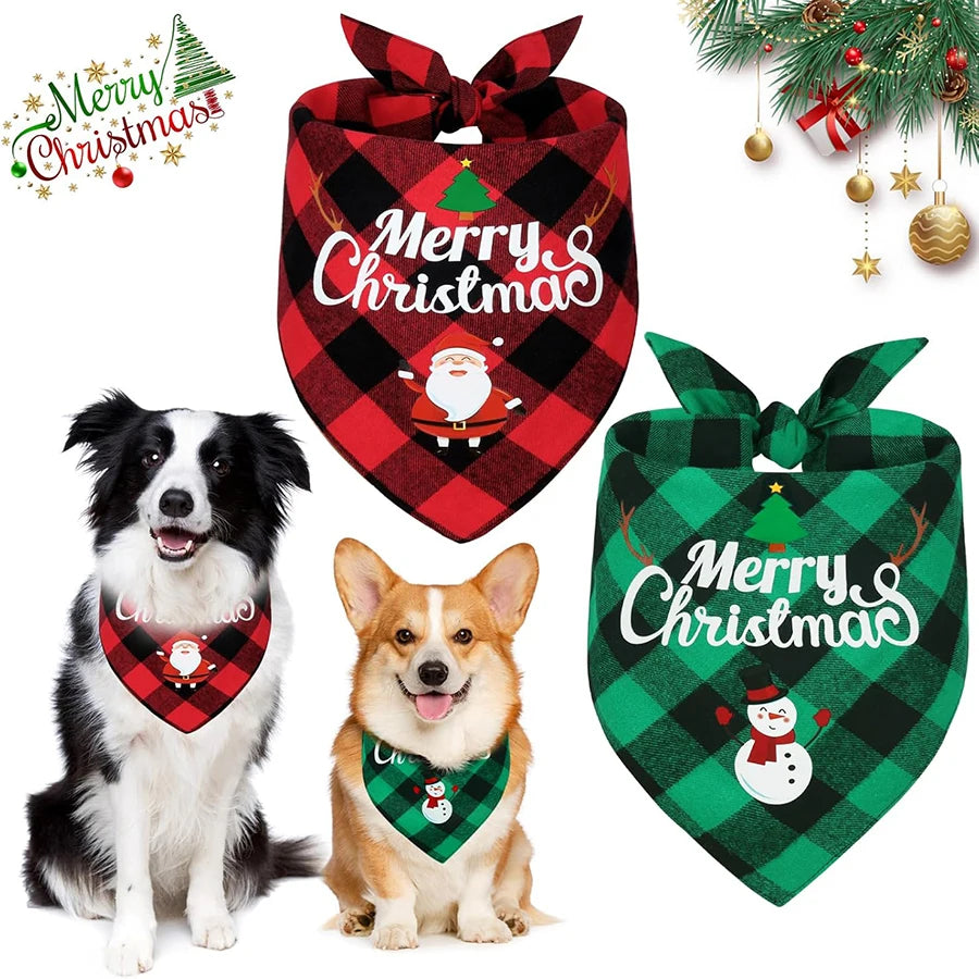 Christmas Triangle Dog Bandana Scarf with Adjustable Fit