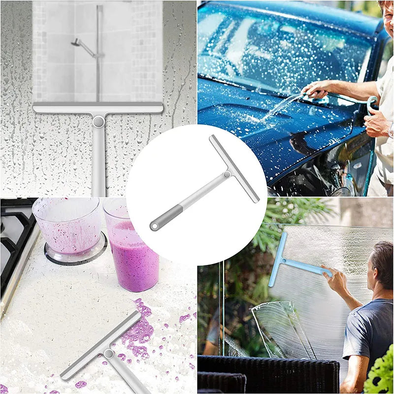 360° Rotating Shower Squeegee with Silicone Holder