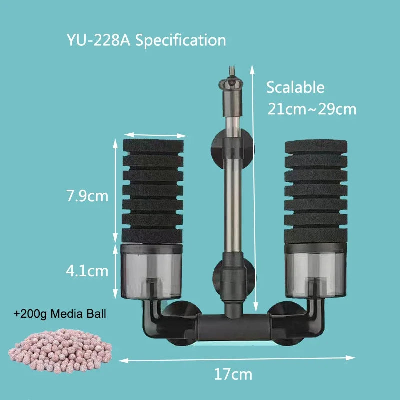 Aquarium Biochemical Sponge Filter with Air Pump Skimmer
